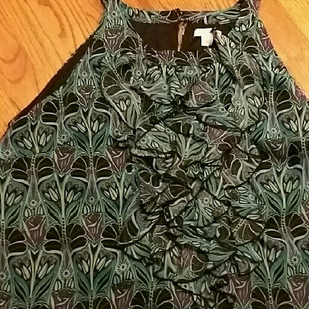 New art nouveau print ruffled blouse